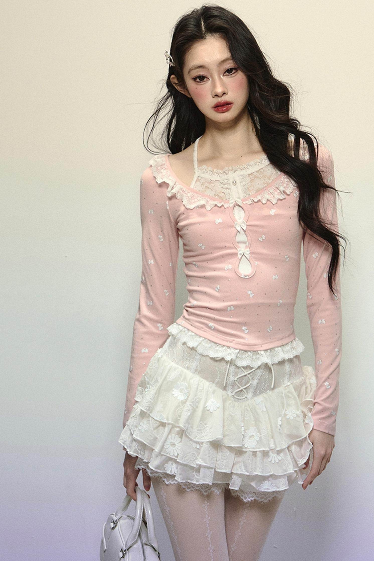Slim Fit Patchwork Long Sleeve Top - My Store