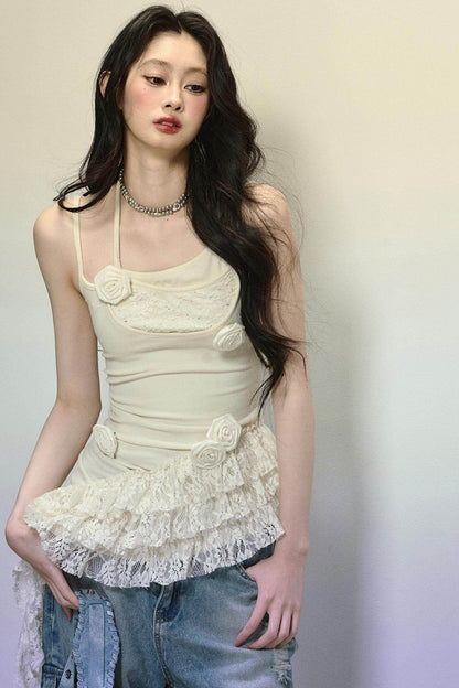 Lace Puff Shoulder Lace Top - My Store