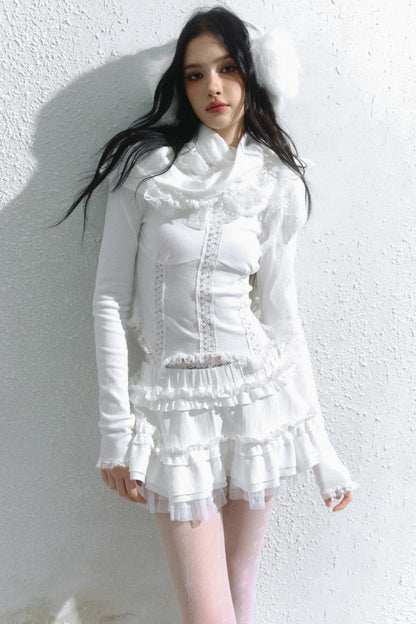 Lace Inner Layer Long Sleeve Top