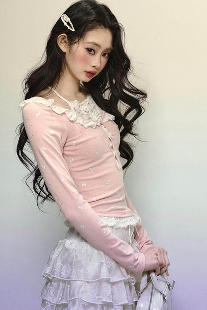 Slim Fit Patchwork Long Sleeve Top - My Store