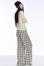 Slim Plaid Wide Pants - My Store