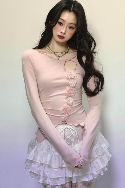 Cutout Slim Long Sleeve Top - My Store