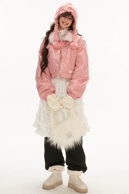 Bow Detail Winter Short Jacket - My Store