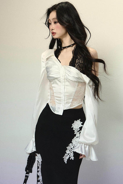 Asymmetrical Shoulder Top & Fishtail Skirt Set-Up - My Store