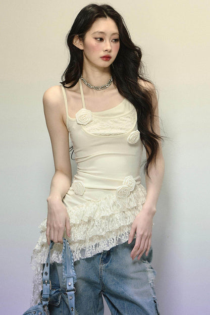 Lace Puff Shoulder Lace Top - My Store