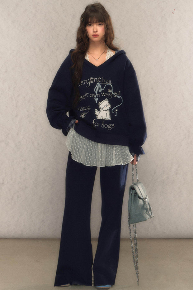 V-Neck Sweatshirt & Pants Set - My Store