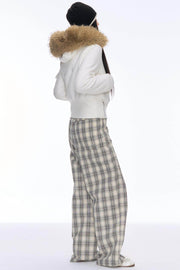 Slim Plaid Wide Pants - My Store