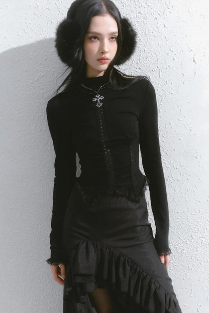 Lace Inner Layer Long Sleeve Top