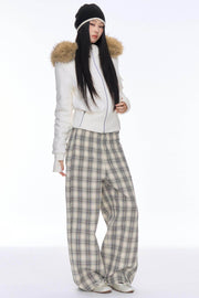 Slim Plaid Wide Pants - My Store