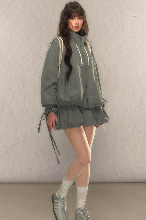 Drawstring Jacket & Skirt Set - My Store