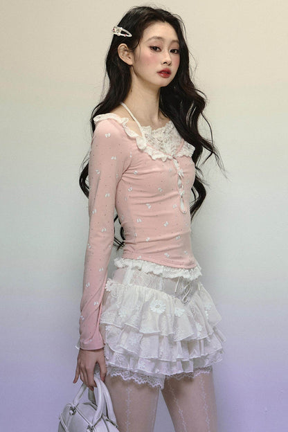 Slim Fit Patchwork Long Sleeve Top - My Store