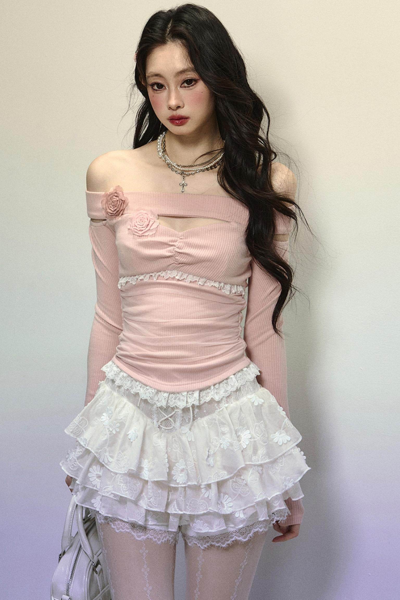 High-Waisted Jacquard Short Skirt - My Store
