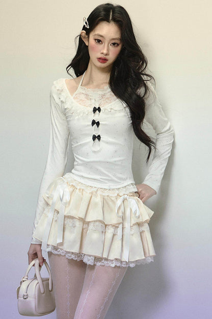 Slim Fit Patchwork Long Sleeve Top - My Store