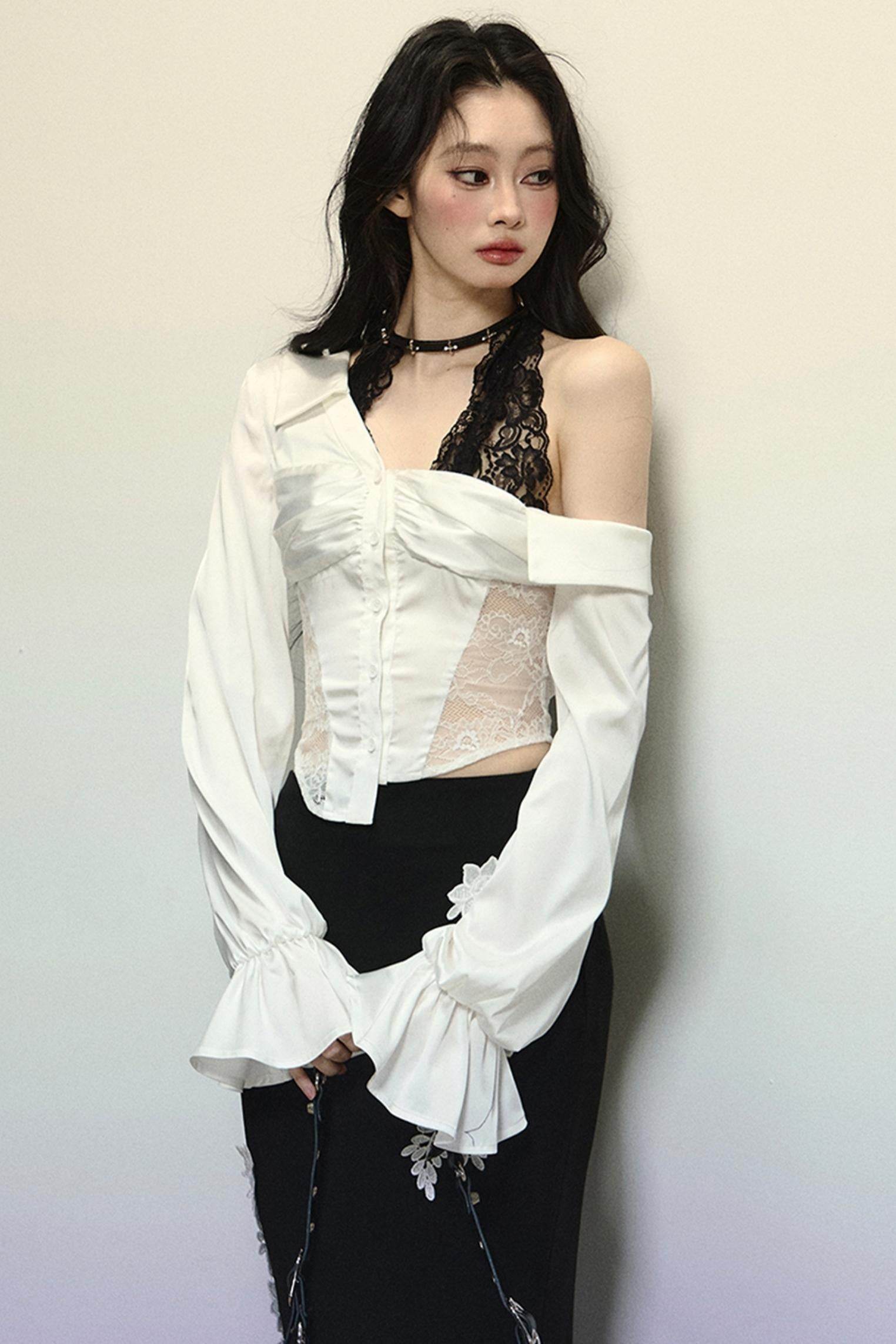 Asymmetrical Shoulder Top & Fishtail Skirt Set-Up - My Store