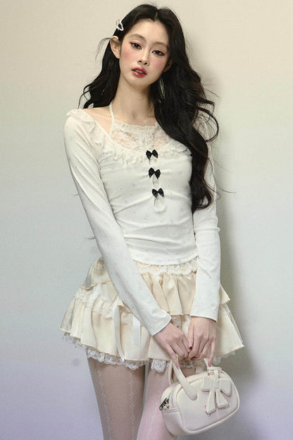 Slim Fit Patchwork Long Sleeve Top - My Store