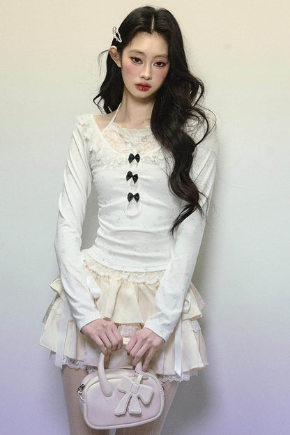 Slim Fit Patchwork Long Sleeve Top - My Store