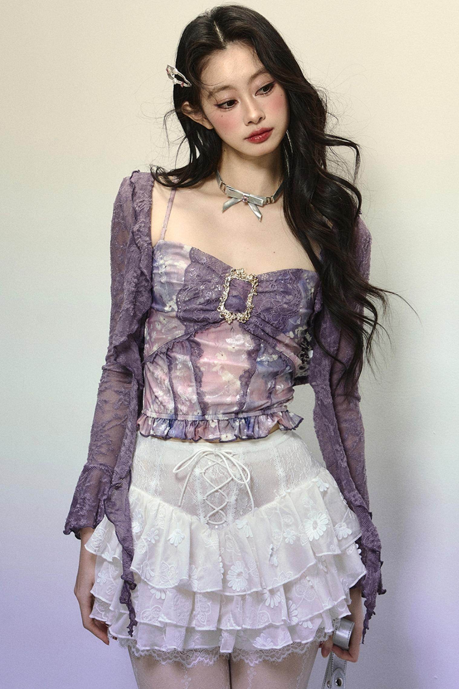 High-Waisted Jacquard Short Skirt - My Store