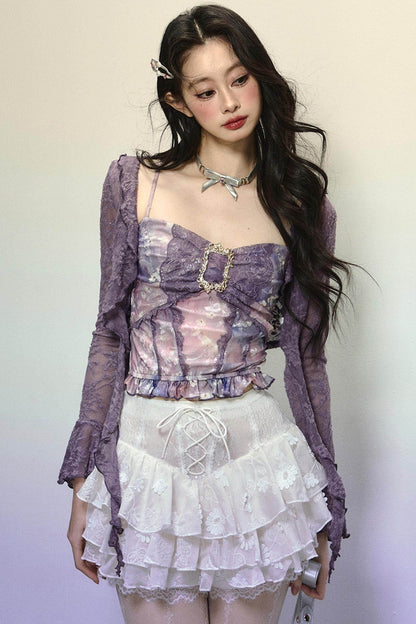 High-Waisted Jacquard Short Skirt - My Store