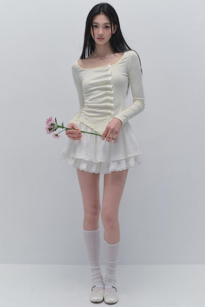 Light Yellow Shirred Design Top