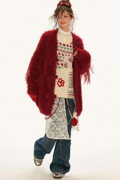 Fair Isle Floral Knit Sweater - My Store