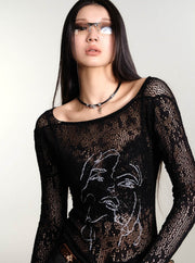 Sheer Glitter Lace Top - My Store