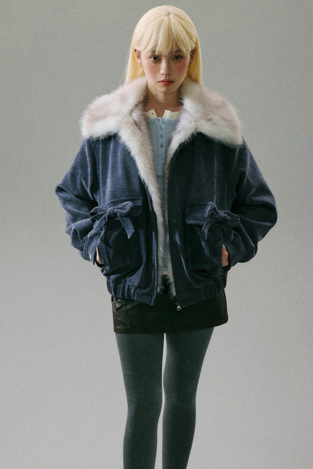 Chenille Fur Collar Jacket