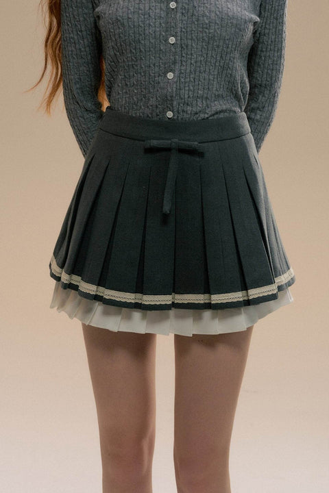 Gray Three-dimensional Girl Pleated Skirt - My Store