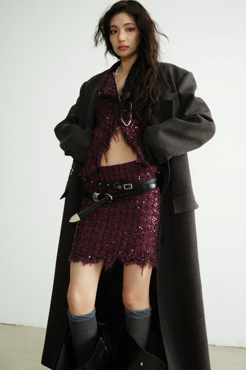 Detachable Fur Collar Long Blazer Jacket