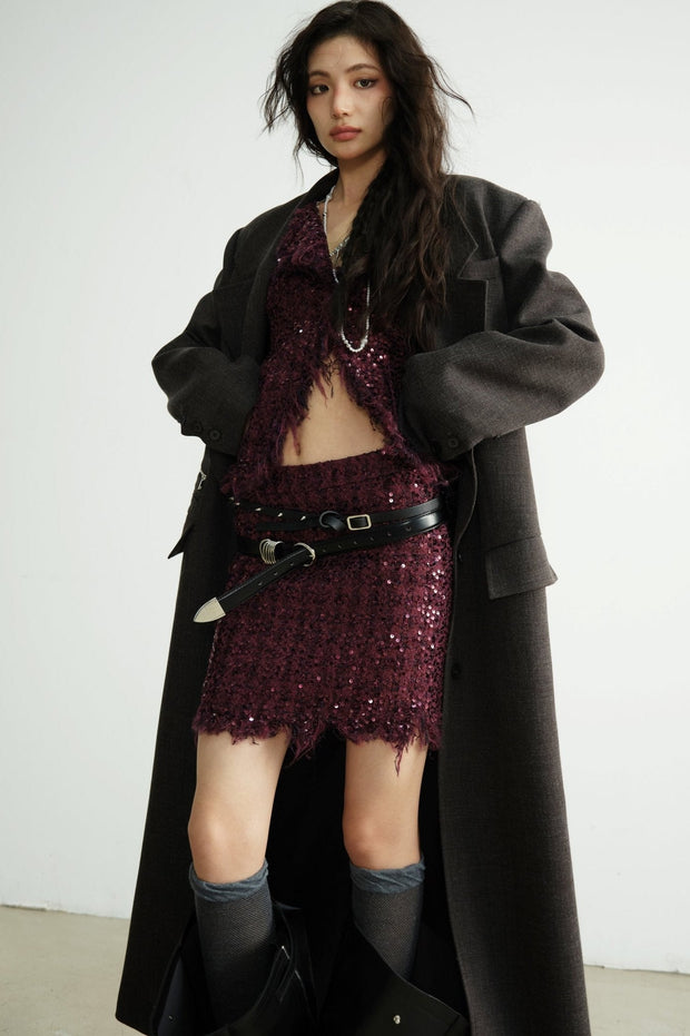Detachable Fur Collar Long Blazer Jacket