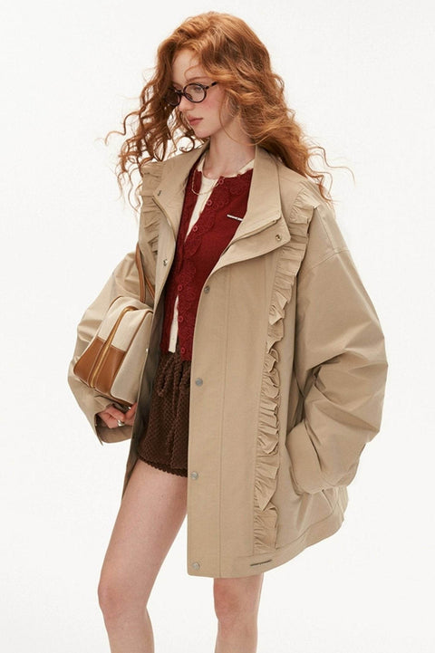 Khaki Fungus Edge Trench Coat - My Store