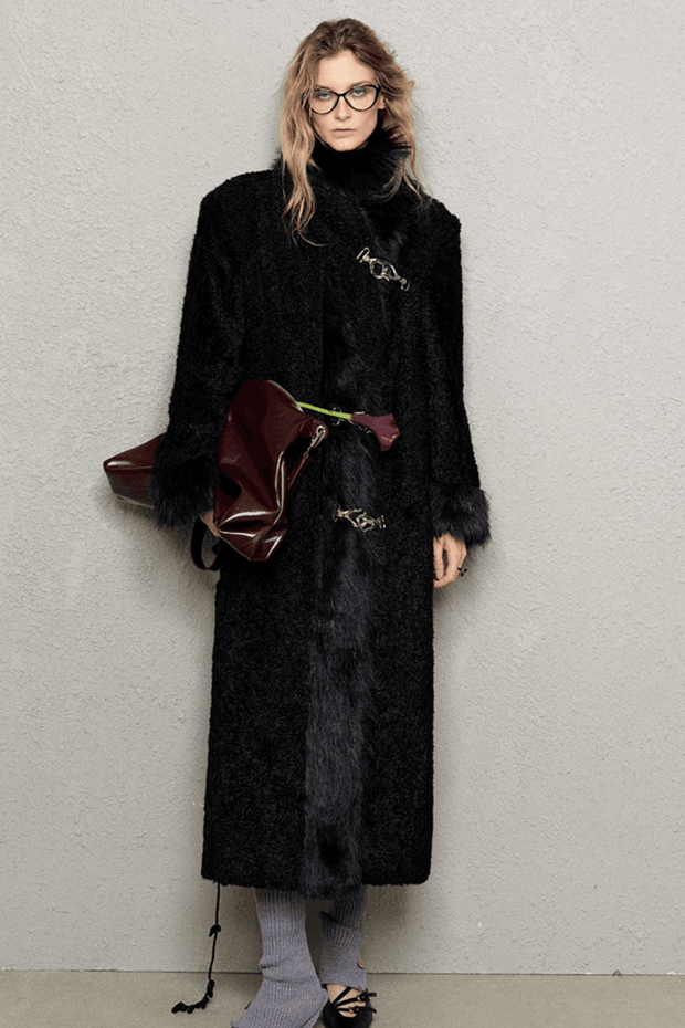 Patchwork Tweed Wool Midi Coat - My Store