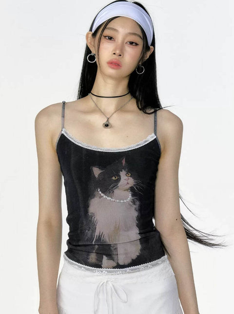 Cat Print Top - My Store