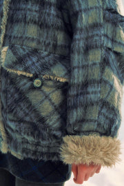 Blue Fur Plaid Winter Jacket - My Store