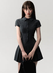 Short Sleeve College Suit Dress - My Store