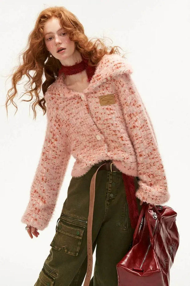 Iceland Roll-Neck Pink Cardigan - My Store