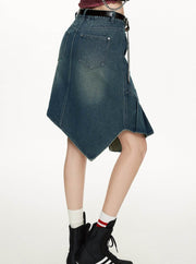 Retro Irregular Denim Skirt - My Store