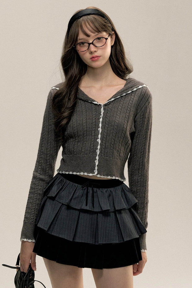 Girl Navy Twist Girl Knitted Top - My Store