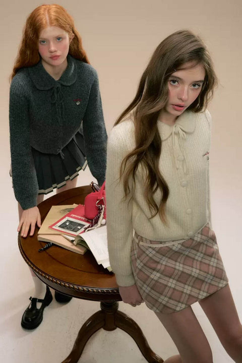 Brown Checked Woolen Skirt - My Store