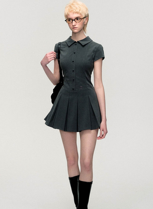 Short Sleeve College Suit Dress - My Store