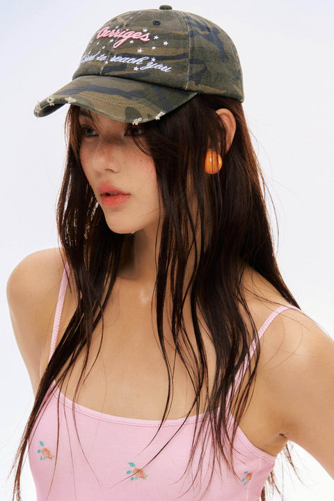 Camo Letter Embroidered Baseball Cap - My Store