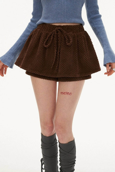 Brown Strappy Grain Fleece Skirt - My Store