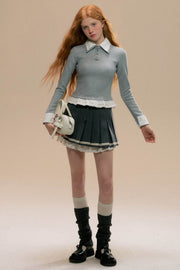 Gray Three-dimensional Girl Pleated Skirt - My Store