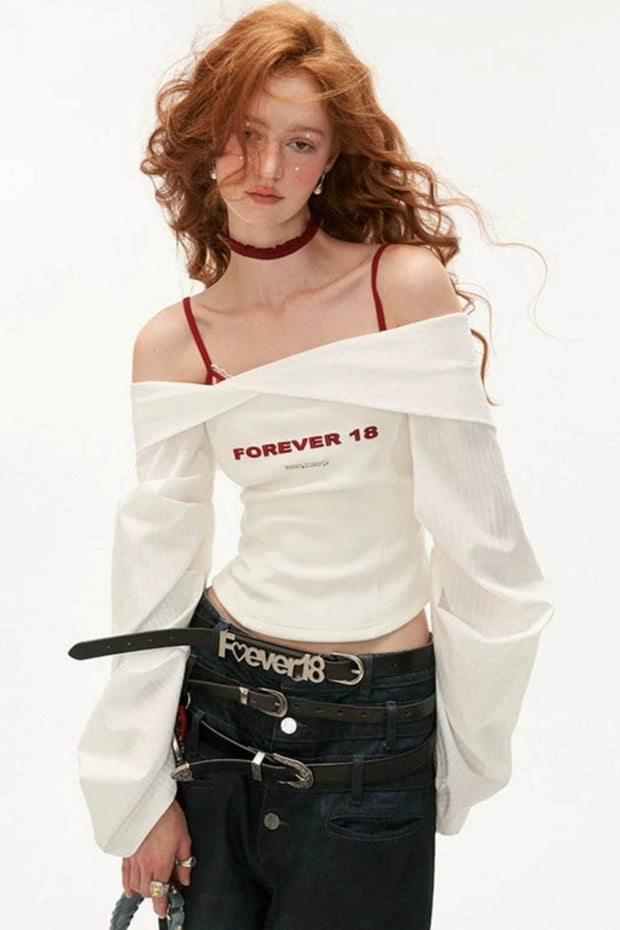 Balloon Sleeve White Top - My Store