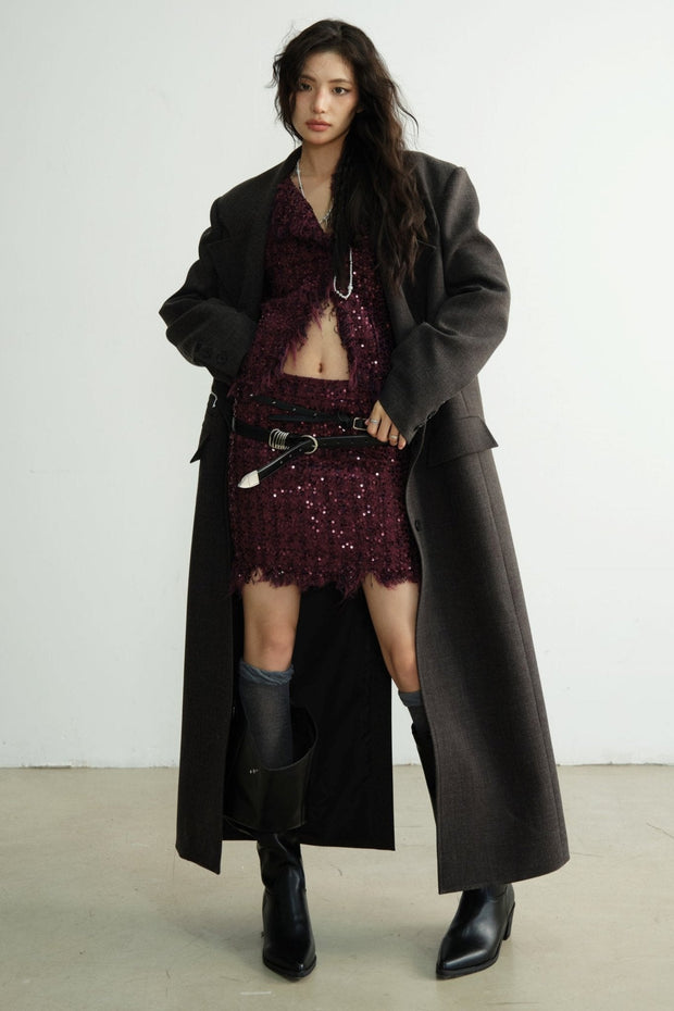 Detachable Fur Collar Long Blazer Jacket