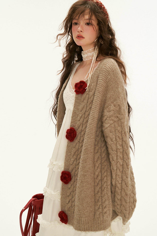 Flower Wool Cardigan - My Store