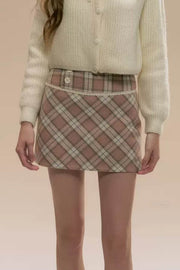 Brown Checked Woolen Skirt - My Store