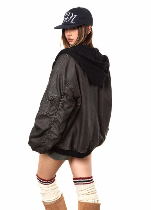 Wide Silhouette Vintage Hooded Jacket