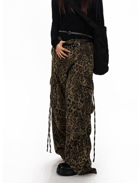 Drawstring Leopard Cargo Pants