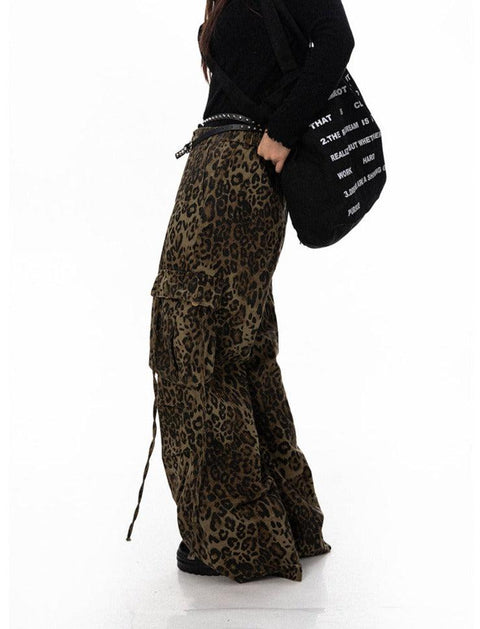 Drawstring Leopard Cargo Pants