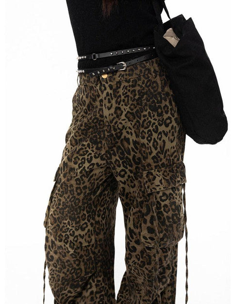 Drawstring Leopard Cargo Pants